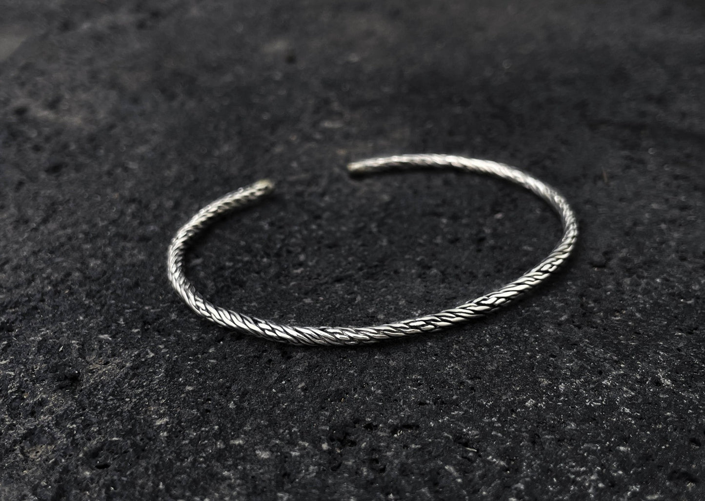 Fine Rope Silver Bangle