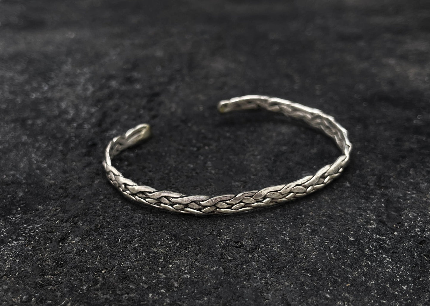 Hammered Weave Silver Bangle