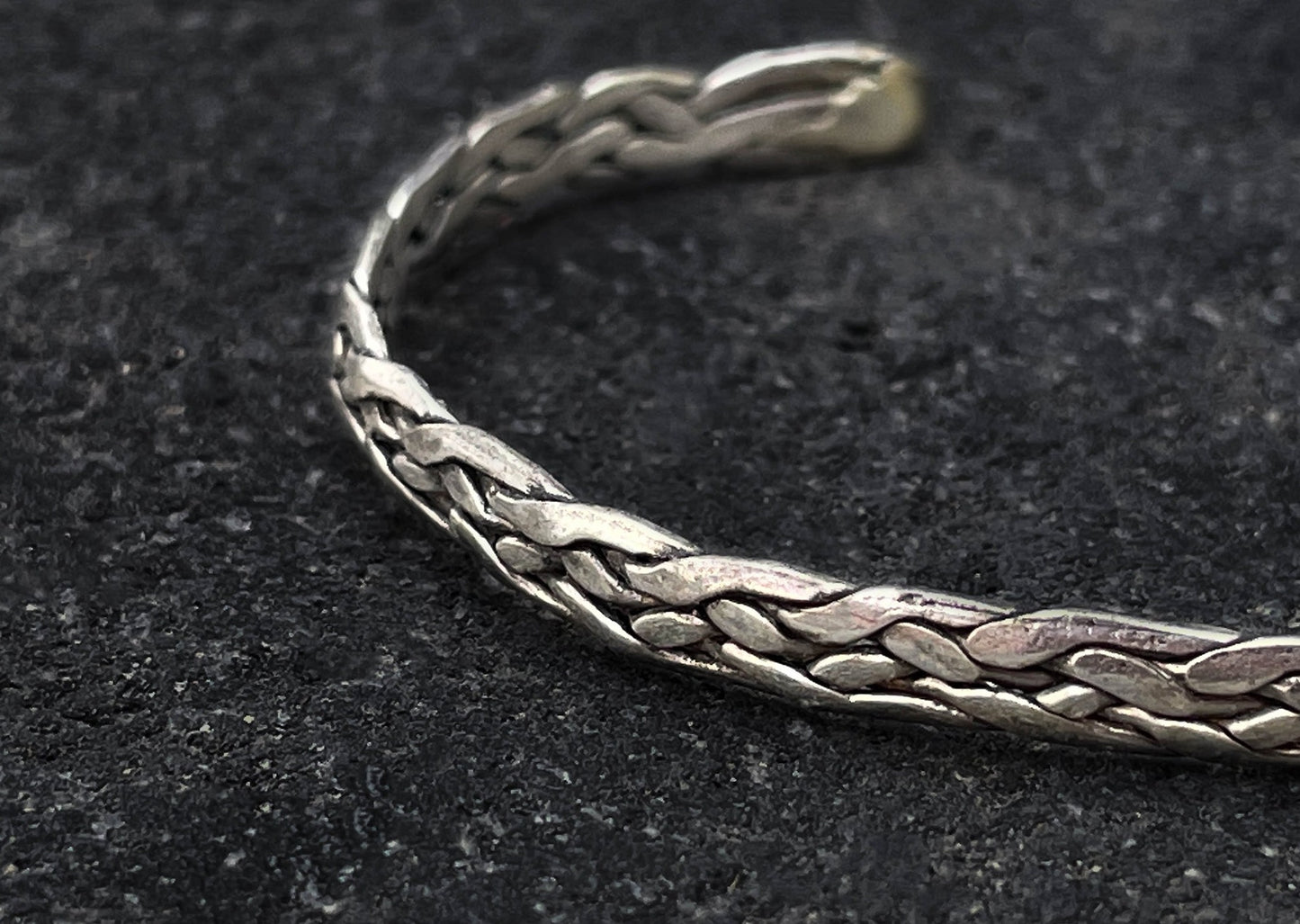 Hammered Weave Silver Bangle