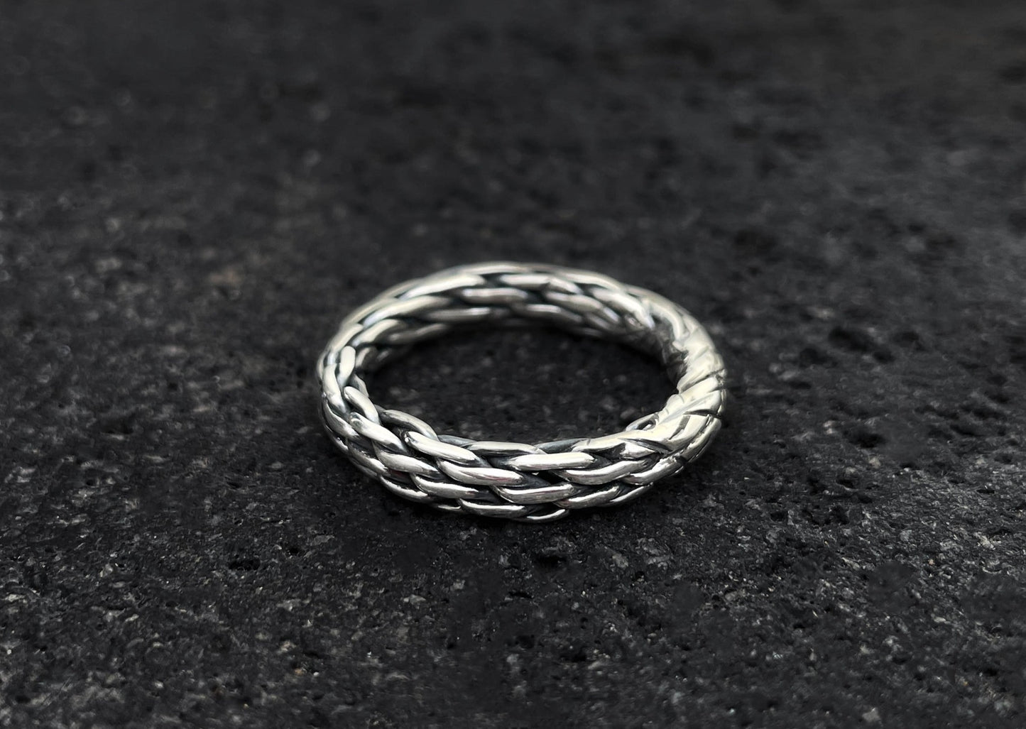 Wide Rope Silver Ring