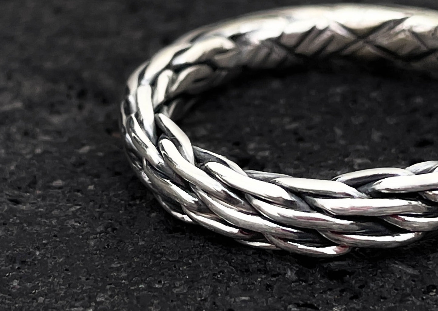 Wide Rope Silver Ring