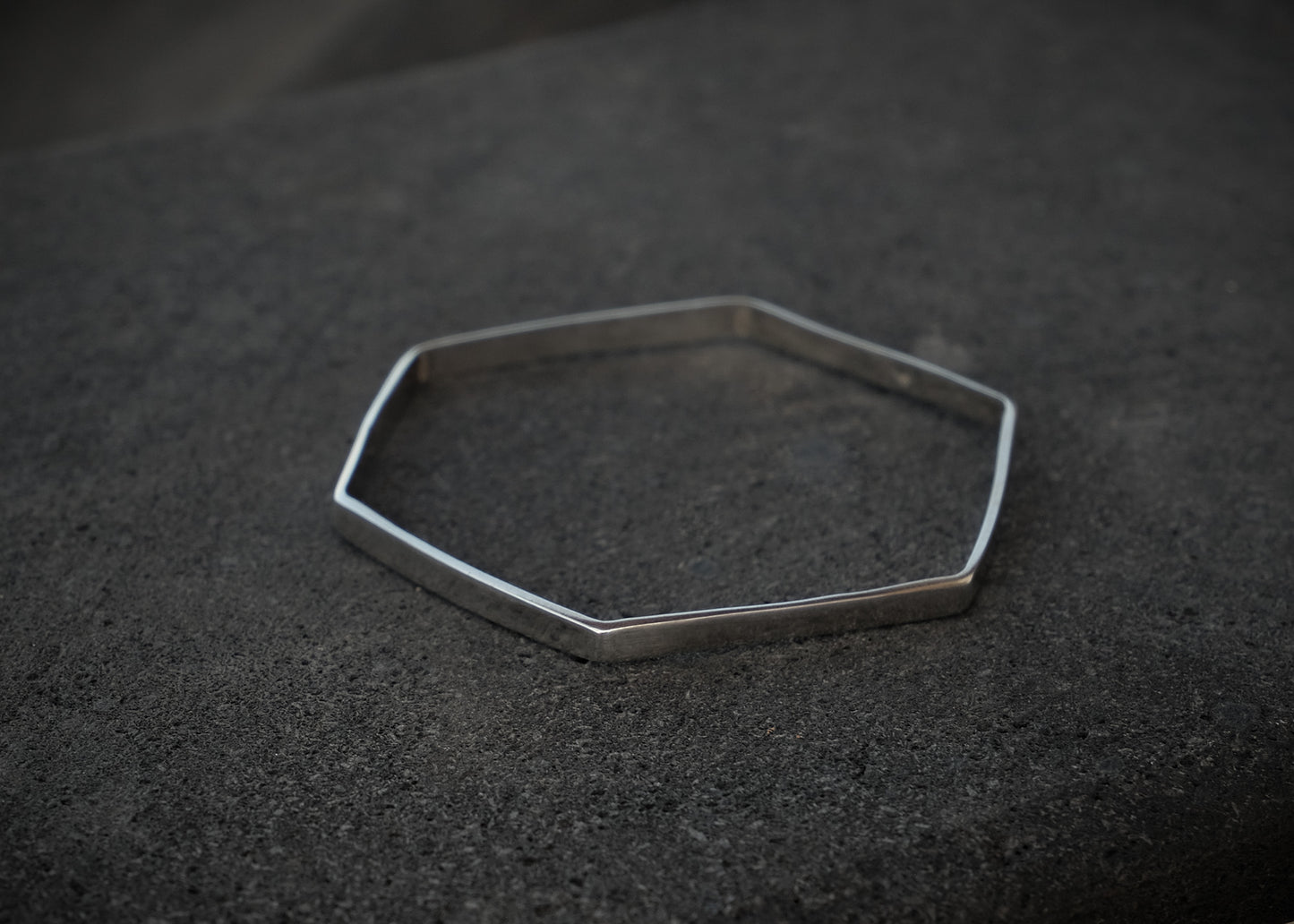 Hexagon Silver Bangle