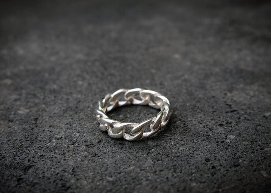 Chain Small Silver Ring