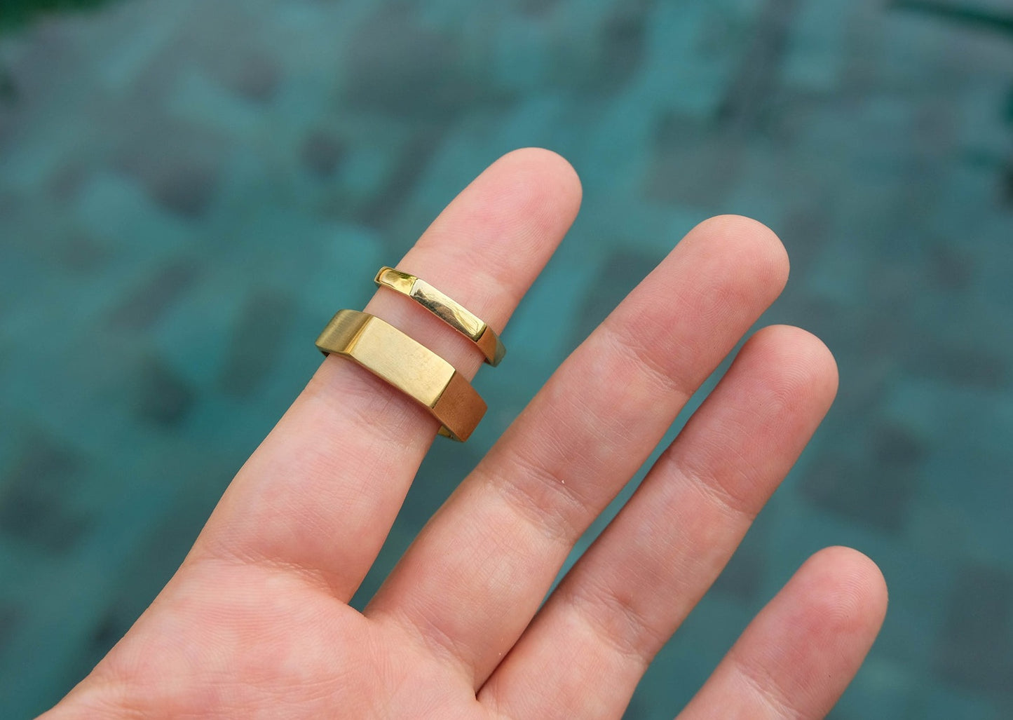 Hexagon Large Brass Ring