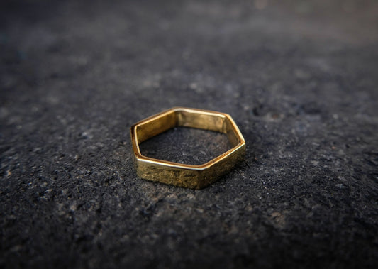 Hexagon Small Brass Ring