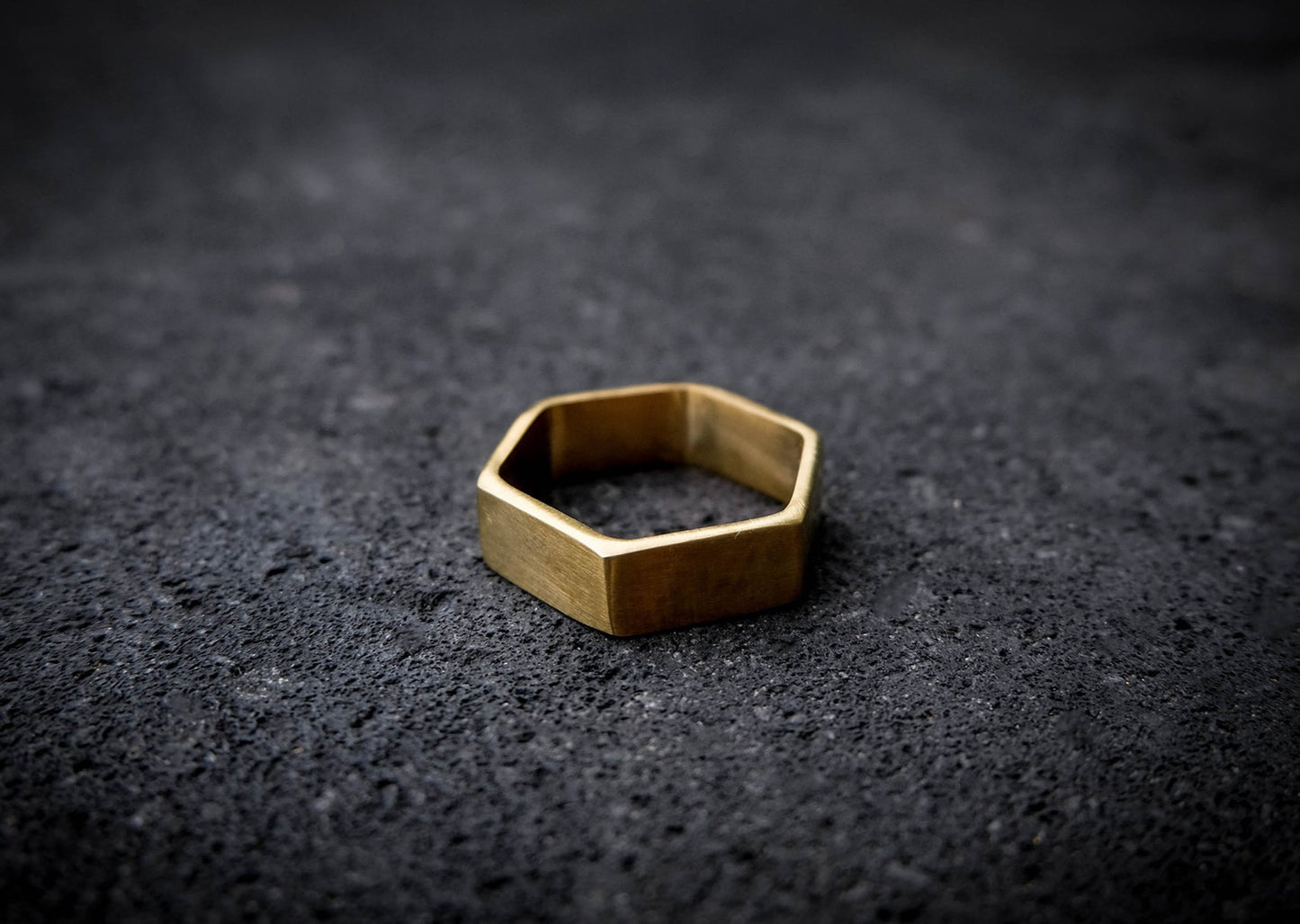 Hexagon Large Brass Ring
