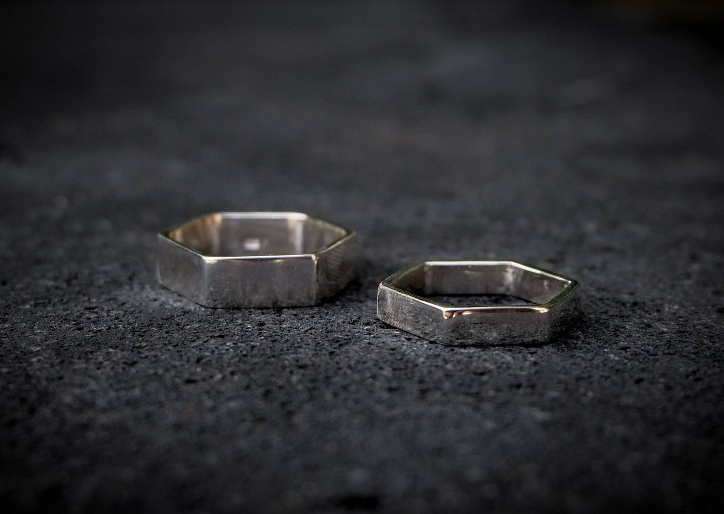 Hexagon Small Silver Ring