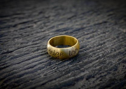 Carpe Diem Large Brass Ring