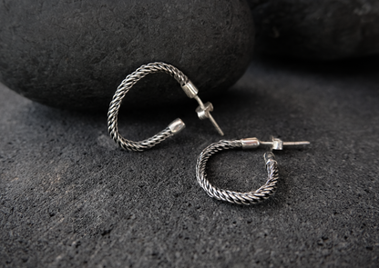Silver Chain Hoop Earrings