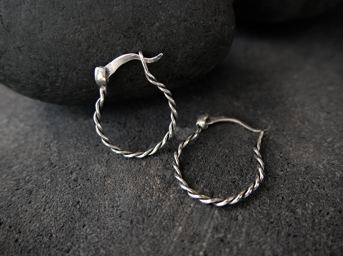 Braided Silver Hoop Earrings