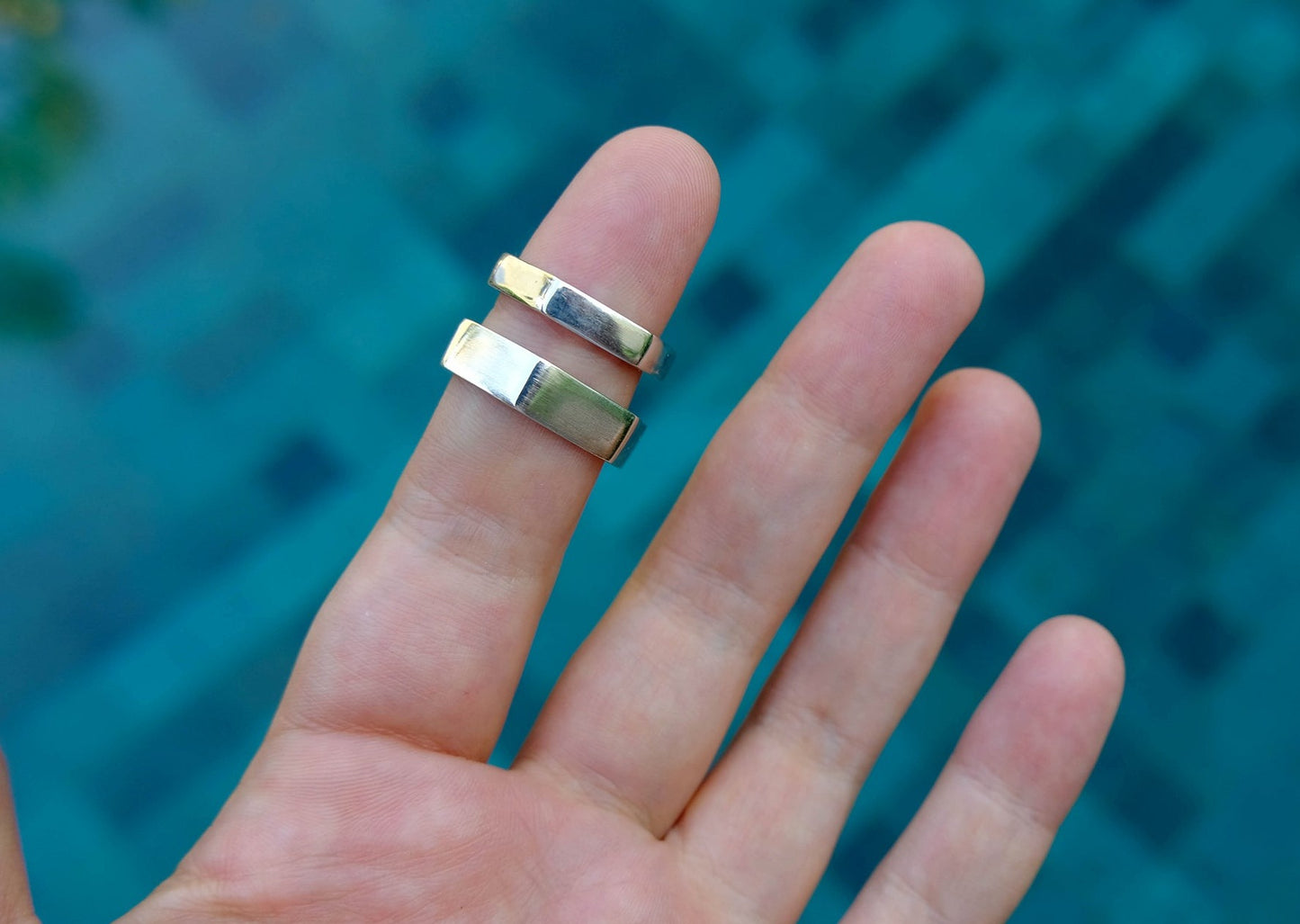 Hexagon Small Silver Ring