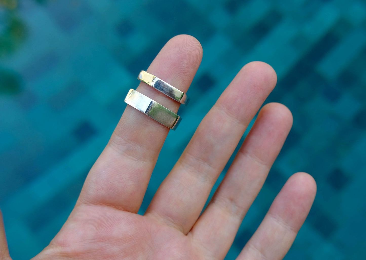 Hexagon Large Silver Ring