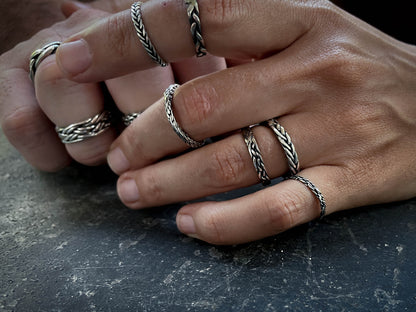 Wide Weaving Silver Ring