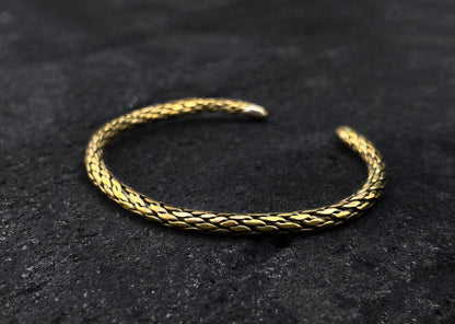 Wide Rope Brass Bangle