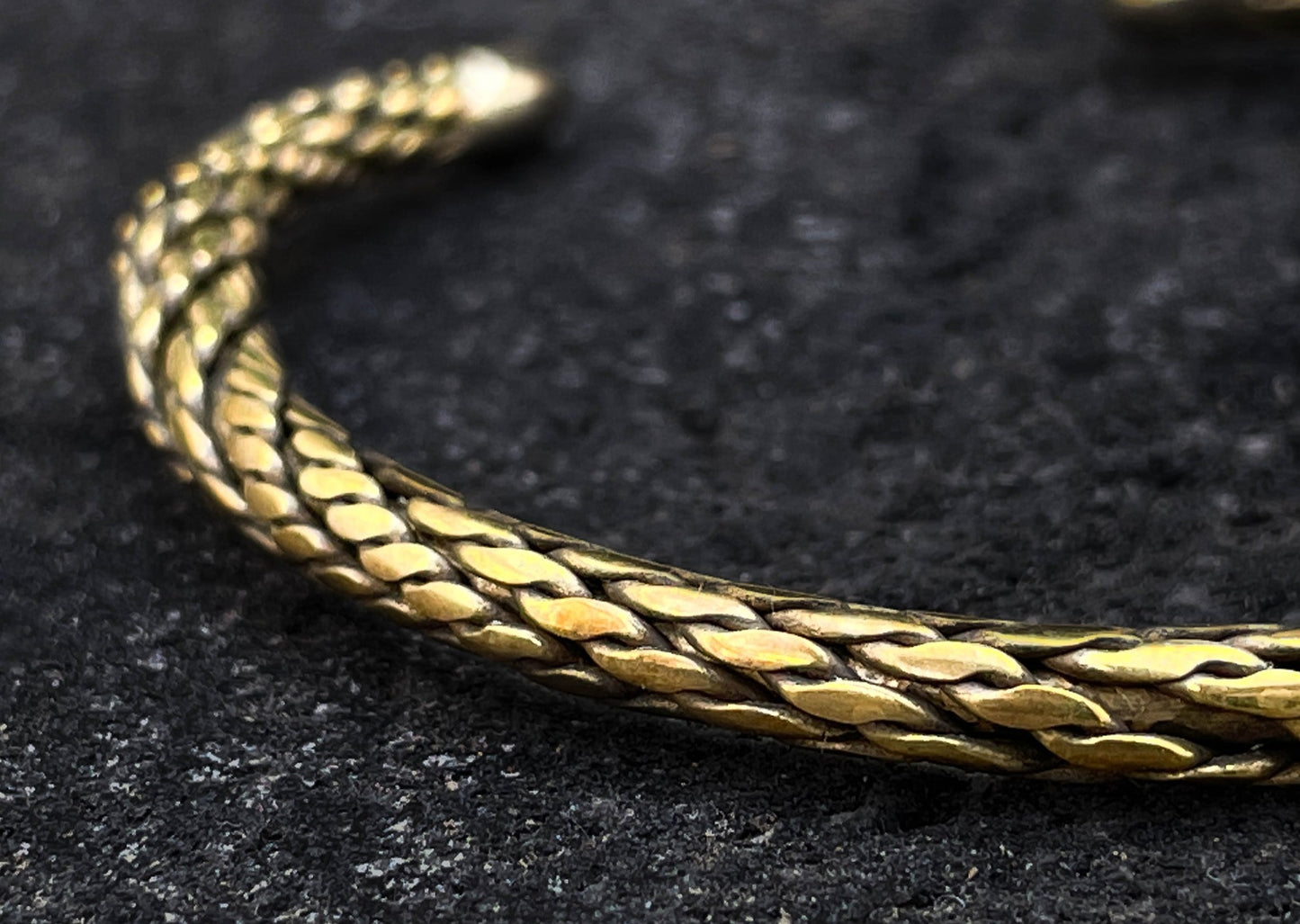 Wide Rope Brass Bangle