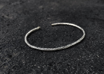 Fine Rope Silver Bangle