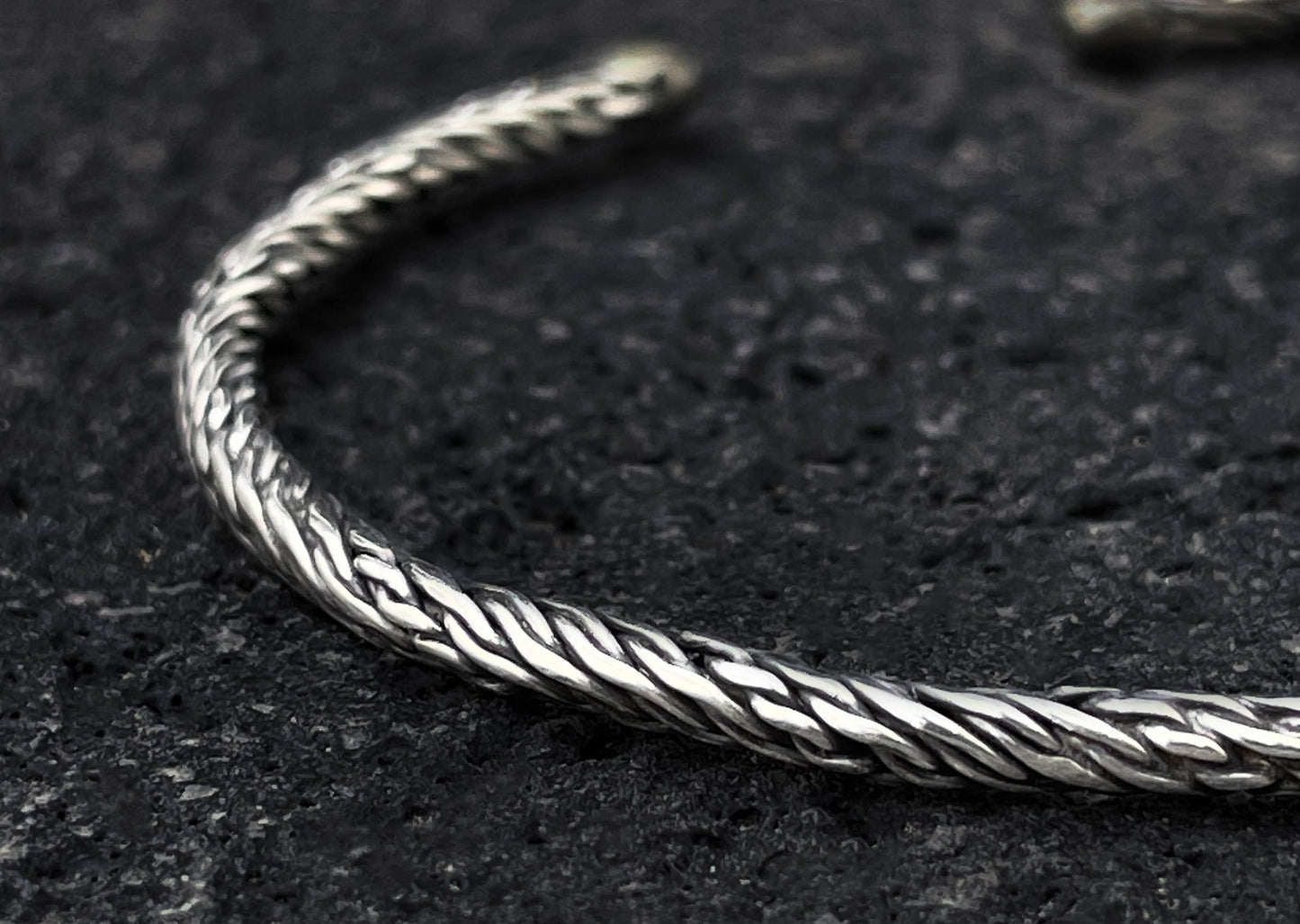 Fine Rope Silver Bangle