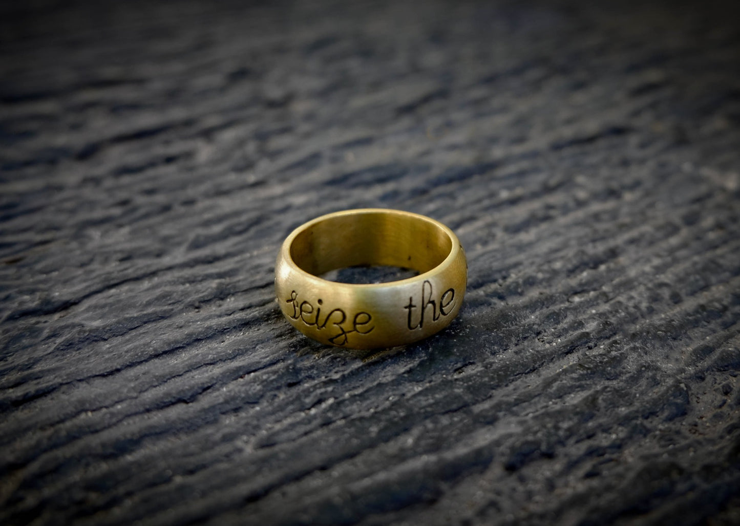 Carpe Diem Large Brass Ring