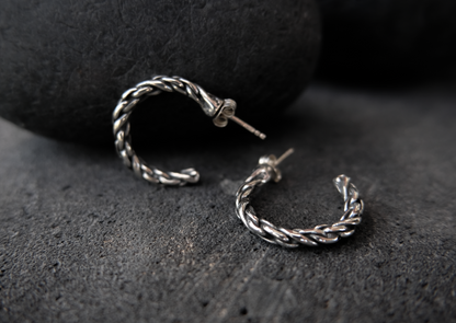 Rope Silver Hoop Earrings